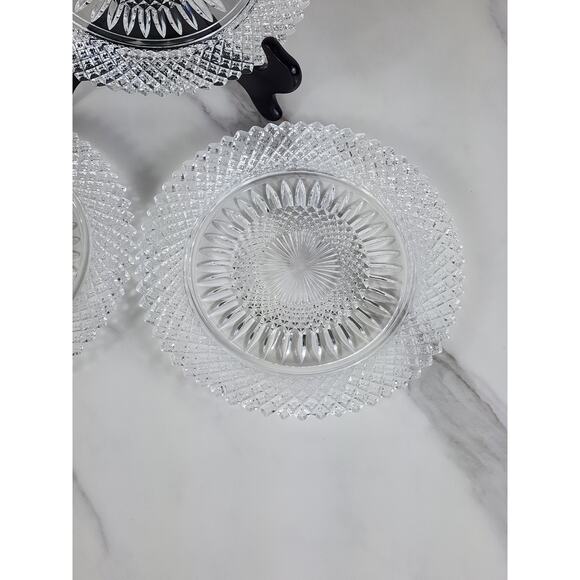 Fostoria Stratton Avon Salad Plates 8" Heavy America Lead Crystal Diamond Shaped - Picture 4 of 15